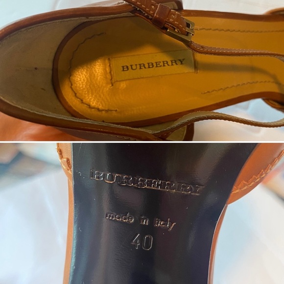 Burberry Kiltie Fringe Heel Ankle Strap Peep Toe Tan/Camel Leather Preppy Sz 40 - Picture 10 of 10